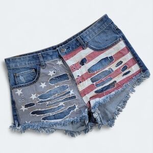 On Twelfth Denim American Flag Women Shorts Size 11 Cut Offs Distressed Jeans